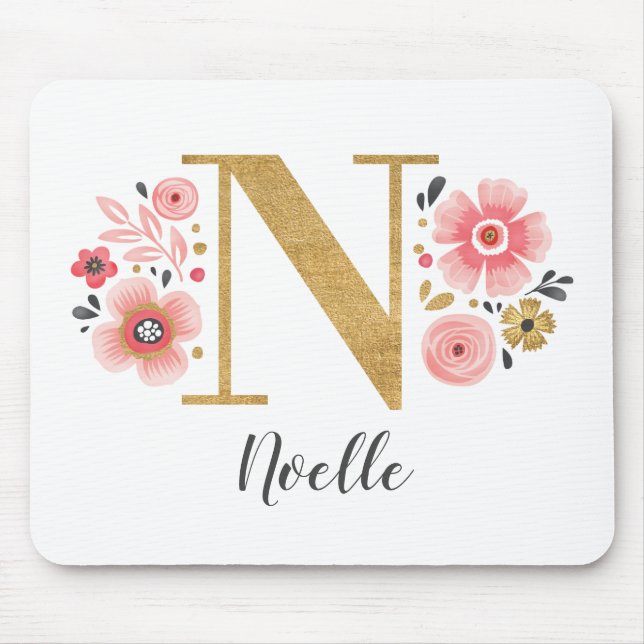 Tapis De Souris Monogramme rose fille (Devant)