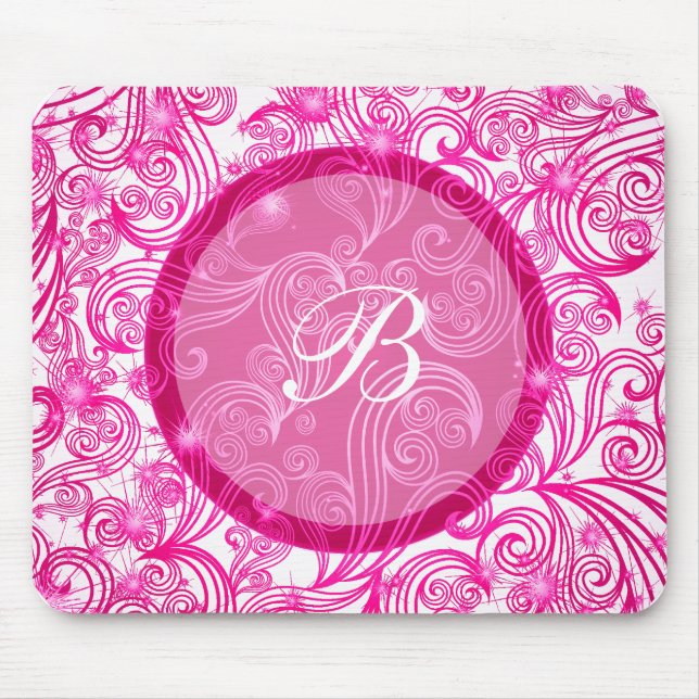 Tapis De Souris Monogramme rose Mousepads (Devant)