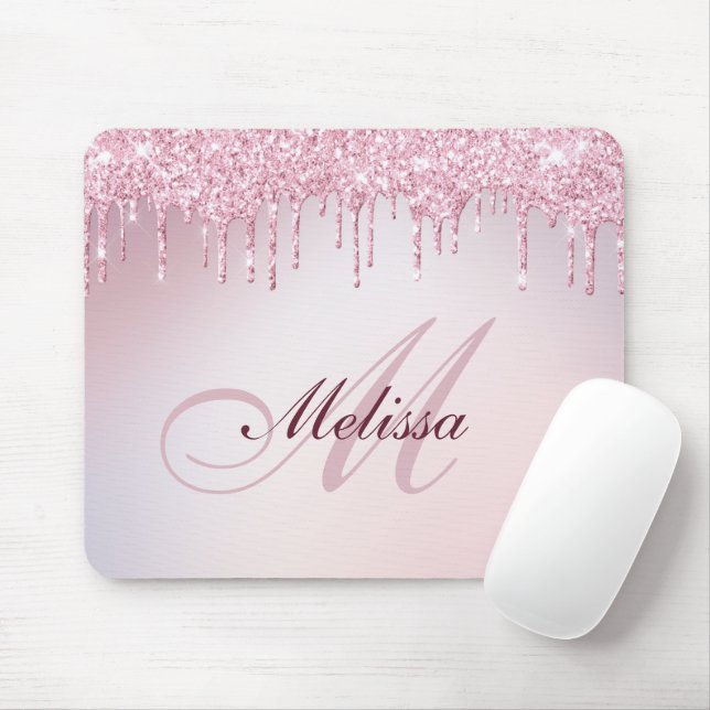 Tapis De Souris monogramme rose or violet parties scintillant pavé (Avec souris)