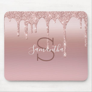 Tapis De Souris Monogramme Rose Parties scintillant or Drift Blush