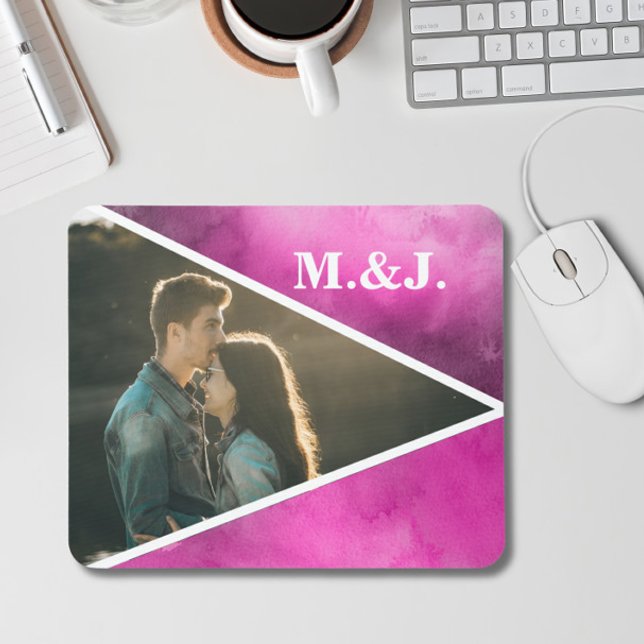 Tapis De Souris Monogramme rose photo (Créateur téléchargé)