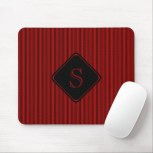Tapis De Souris Monogramme rouge et noir de fines bandes verticale