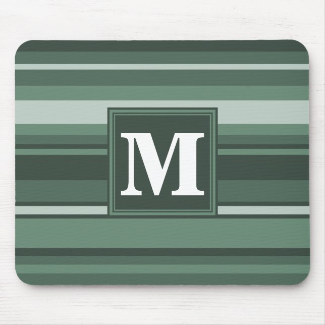 Tapis De Souris Monogramme sauge bandes vertes (Devant)