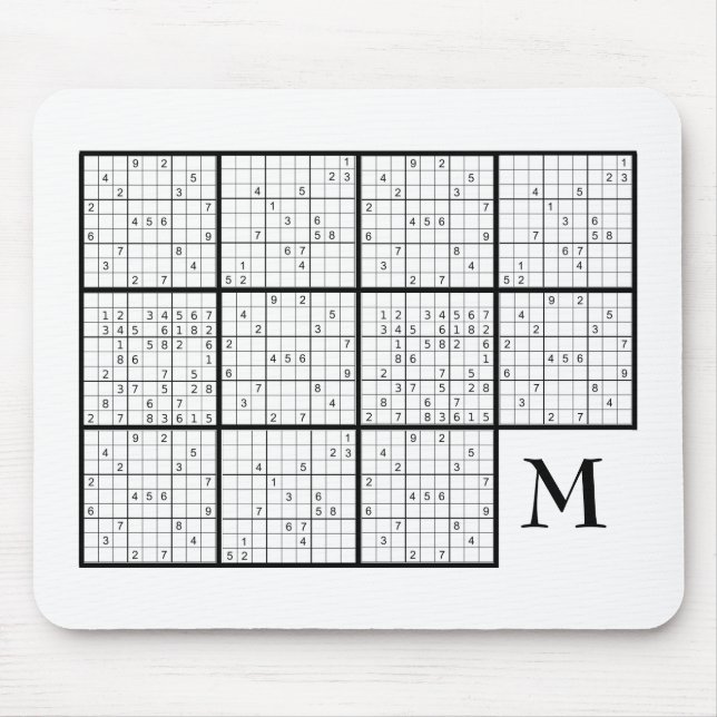 Tapis De Souris Monogramme Sudoku (Devant)