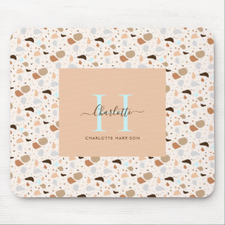 Tapis De Souris Monogramme Terrazzo Tones de la Terre Motif modern