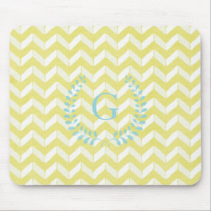 Tapis De Souris Monogramme turquoise jaune en pastel chic de