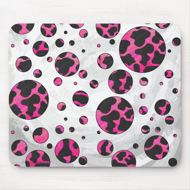 Tapis De Souris Monogramme vache rose chaud et noir (Devant)