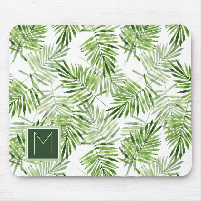 Tapis De Souris Monogramme vert des palmettes | (Devant)