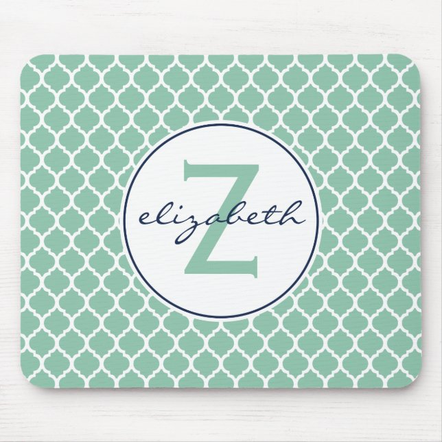 Tapis De Souris Monogramme vert en bon état de Quatrefoil (Devant)