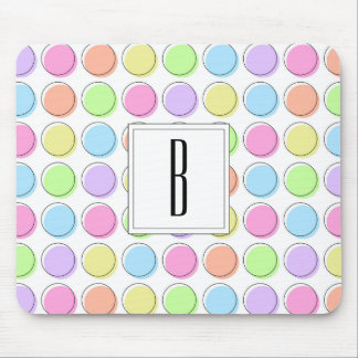 Tapis De Souris Monogramme White Pastel Rainbow Polka Motif