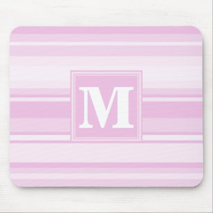 Tapis De Souris Monogrammes à rayures roses pour bébé