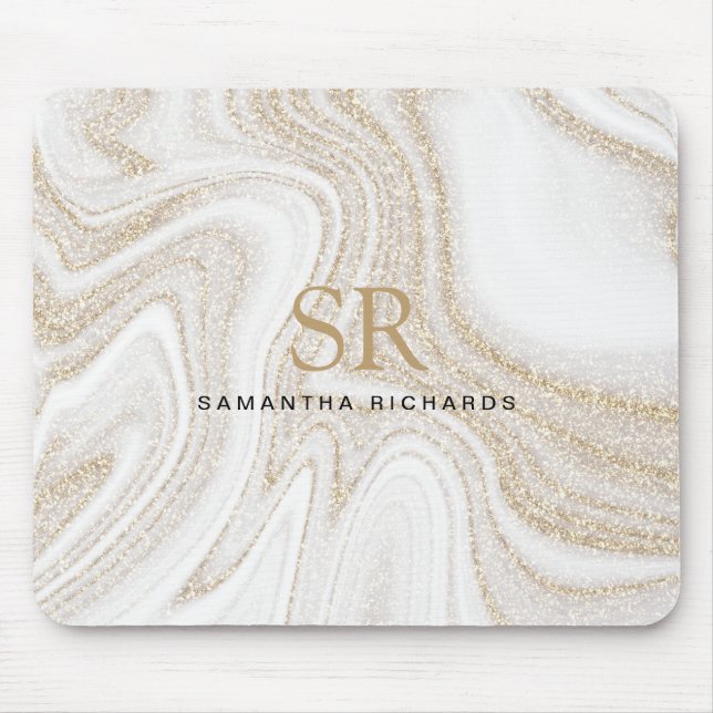 Tapis De Souris Monographie de parties scintillant d'or en marbre  (Devant)