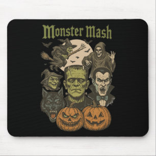 Tapis De Souris Monster Mash Retro Halloween Funny Monster Éffraya