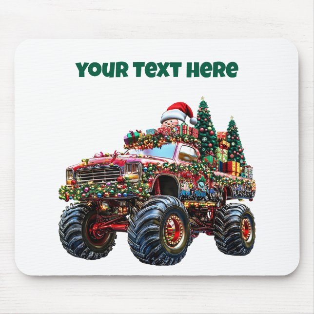 Tapis De Souris Monster Truck Editable Noël Mousepad (Devant)