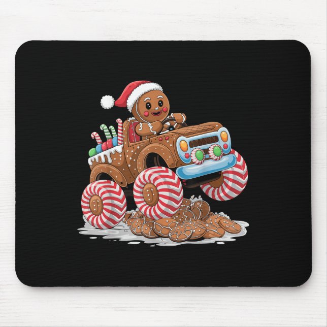 Tapis De Souris Monster Truck Gingerbread Man Funny Christmas Baki (Devant)