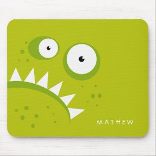 Tapis De Souris Monstre vert effrayant drôle fâché grincheux