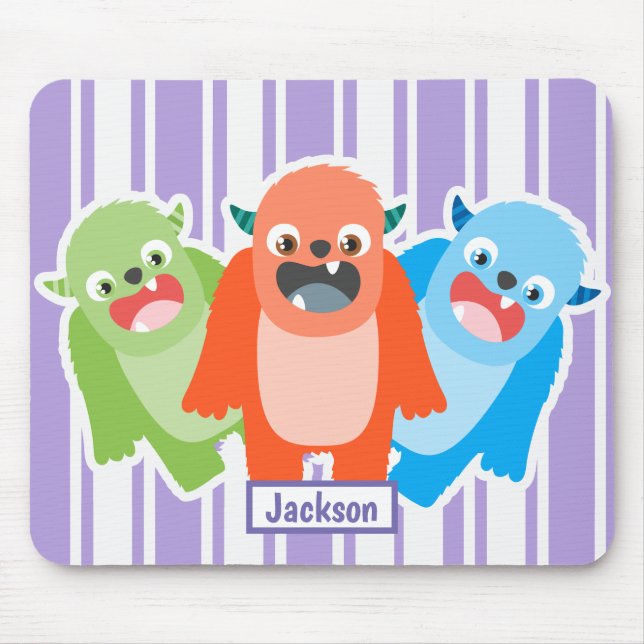 Tapis De Souris Monstres colorés amusants Enfants personnalisés (Devant)