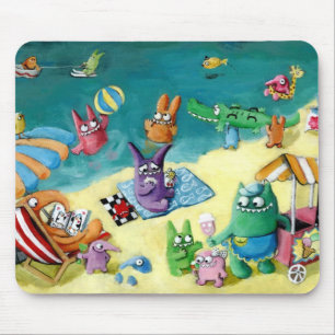 Tapis De Souris Monstres sur la plage