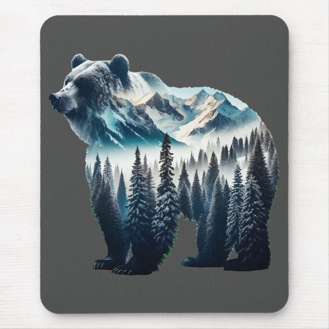 Tapis De Souris Montagnes et forêts de grizzlis (Devant)