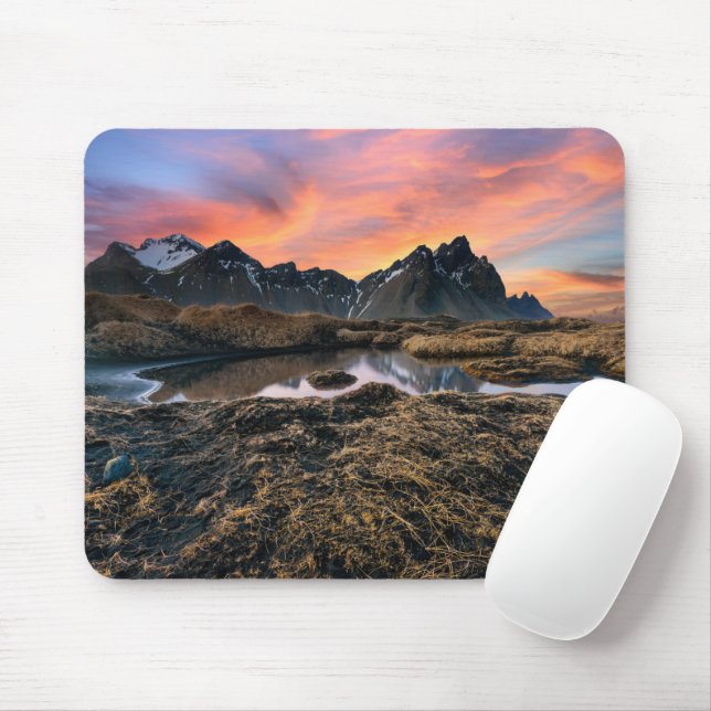 Tapis De Souris Montagnes | Vesturhorn Mountain Islande (Avec souris)