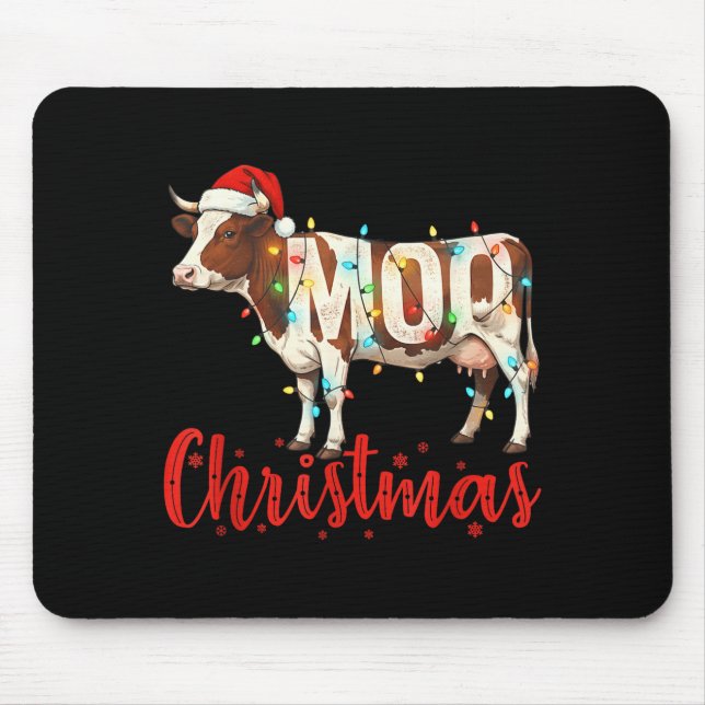 Tapis De Souris Moo Christmas Funny Cow Lovers Cattle Famer Farmin (Devant)
