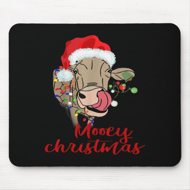 Tapis De Souris Mooey Christmas Cow T Shirt Heifer Farmer Xmas Gif (Devant)