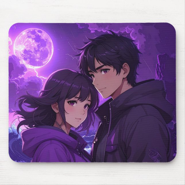 Tapis De Souris Moonlight Duo Anime Mousepad – Purple Night Editio (Devant)