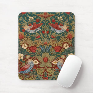 Tapis De Souris Morris Strawberry Thief Vert sarcelle Rouge Art fl