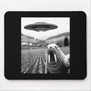 Tapis De Souris Morse selfie avec ufo drôle morse femme homme enfa