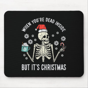 Tapis De Souris Mort À L'Intérieur Mais Son Noël Squelette Café No