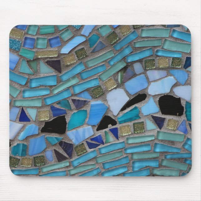 Tapis De Souris Mosaïque bleue en verre de mer (Devant)