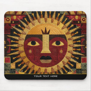 Tapis De Souris Mosaïque de visage de soleil mandala céleste ethni