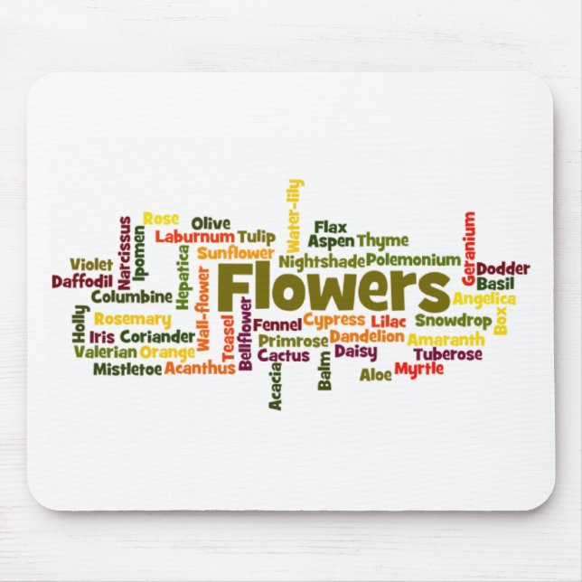 Tapis De Souris Mot Cloud Flowers Mousepad (Devant)