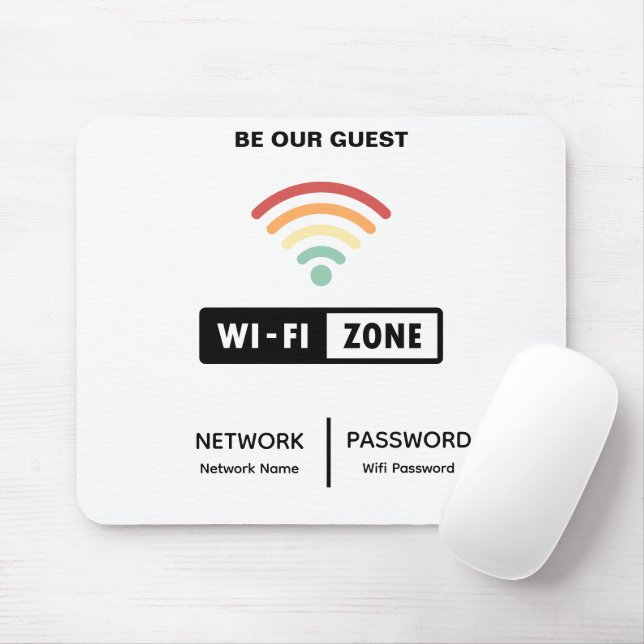 Tapis De Souris Mot de passe Wifi Simple Minimaliste Blanc (Avec souris)