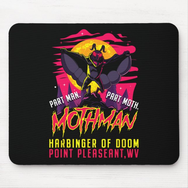 Tapis De Souris Mothman Fun Cryptid Harbinger Part Homme Part Moth (Devant)