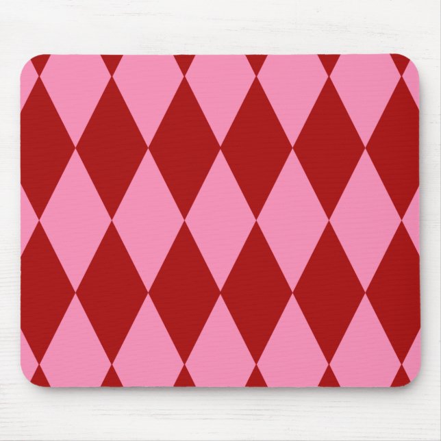 Tapis De Souris Motif à carreaux Harlequin rose rouge  (Devant)