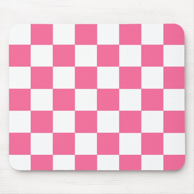 Tapis De Souris Motif À damiers chèque rose blanc (Devant)