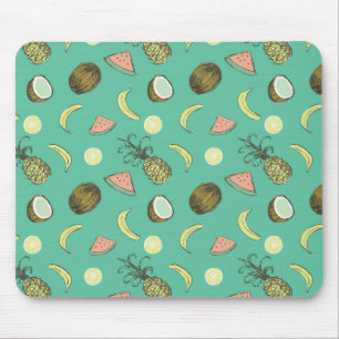 Tapis De Souris Motif à doodle de fruits tropicaux