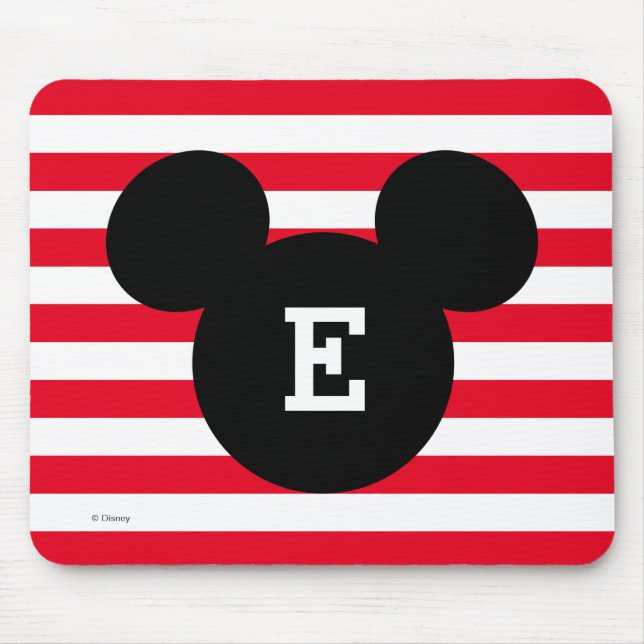 Tapis De Souris Motif à rayures en silhouette à tête Mickey | Mono (Devant)