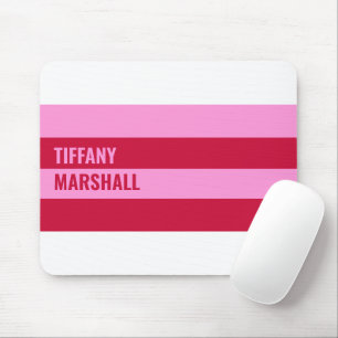 Tapis De Souris Motif à rayures rose et rouge Personnalisé