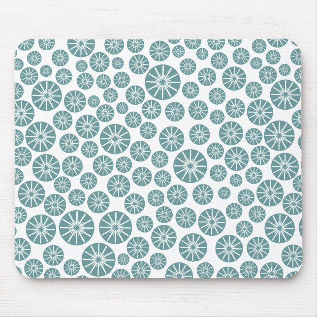 Tapis De Souris Motif à roues étoilées - Ocean Green on White (Devant)
