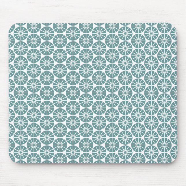 Tapis De Souris Motif à roues étoilées - Ocean Green on White (Devant)