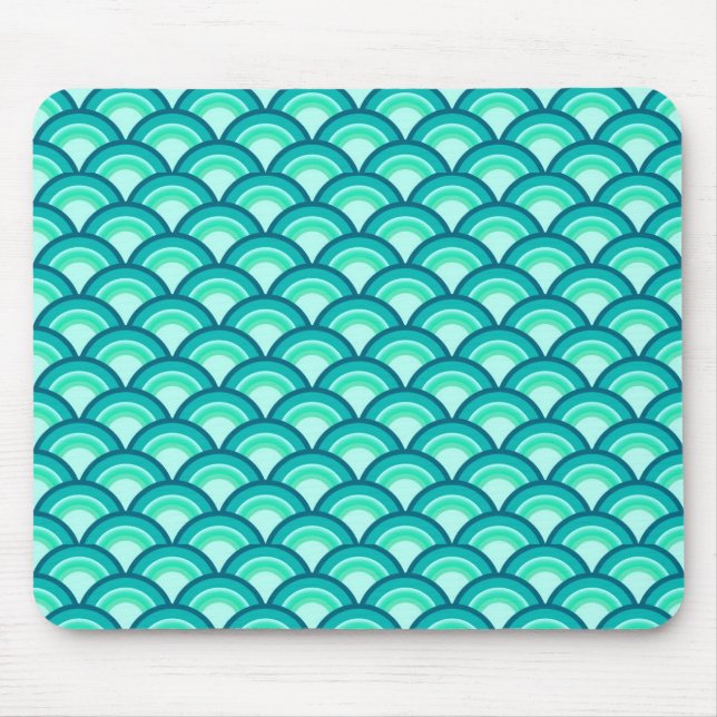 Tapis De Souris Motif à vagues Art déco - tons turquoise (Devant)