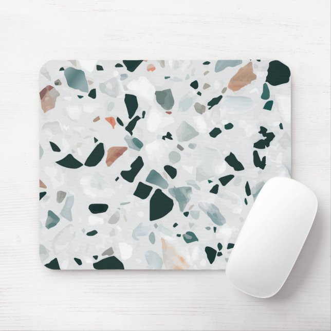 Tapis De Souris Motif abstrait moderne en terrazzo (Avec souris)