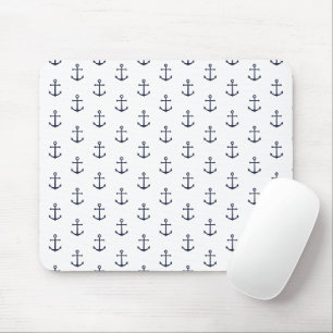 Tapis De Souris Motif Ancre bleu marine