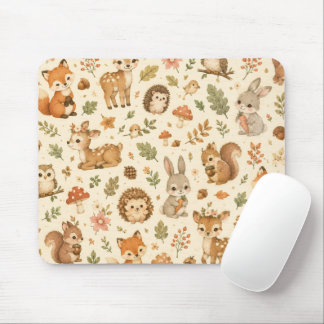 Tapis De Souris Motif aquarelle d'animaux mignons de la forêt