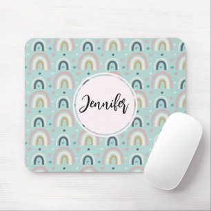 Tapis De Souris Motif arc-en-ciel blanc mignon