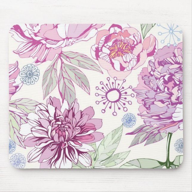Tapis De Souris Motif avec les fleurs roses (Devant)
