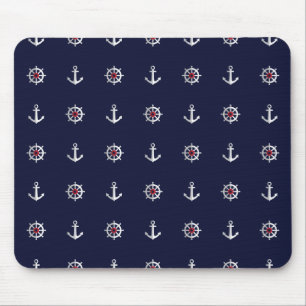 Tapis De Souris Motif blanc et bleu rouge d'Ancre