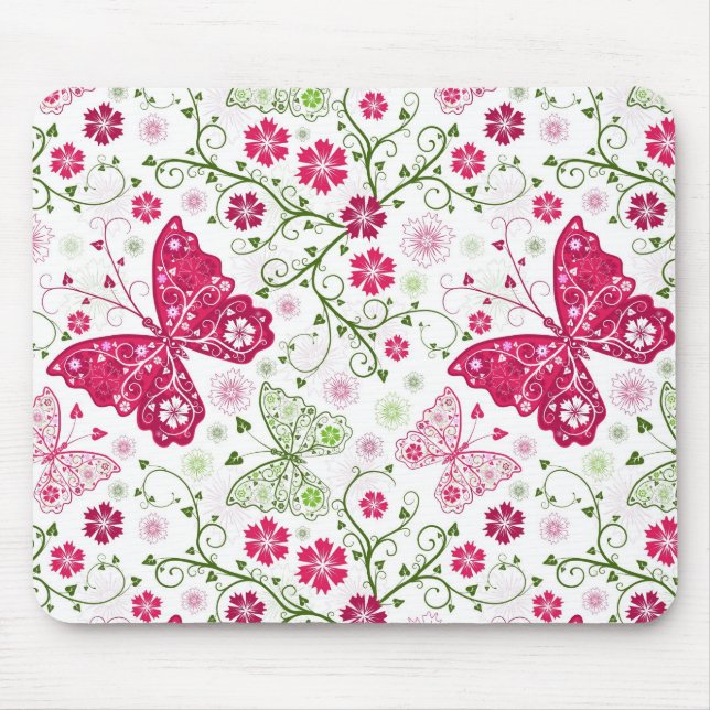 Tapis De Souris Motif blanc floral (Devant)